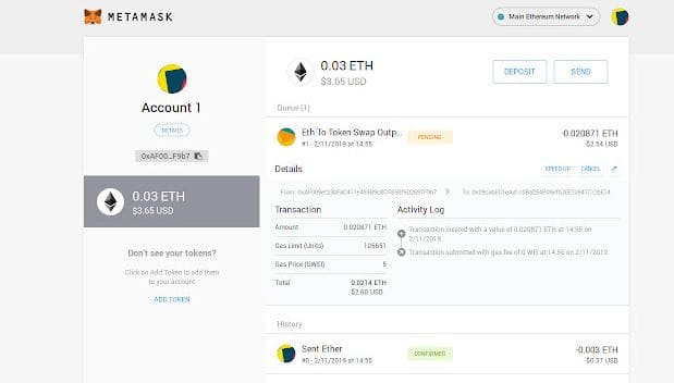 Check your metamask wallet